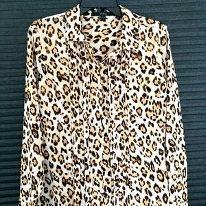 A sheer animal print dressy shirt